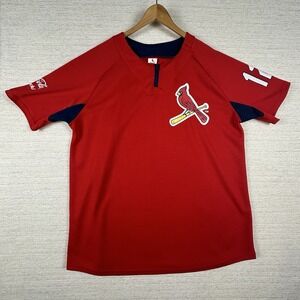 Cardinals Schnucks Coca-cola Mens Zip Short Sleeve Jersey Shirt Red XL # 12